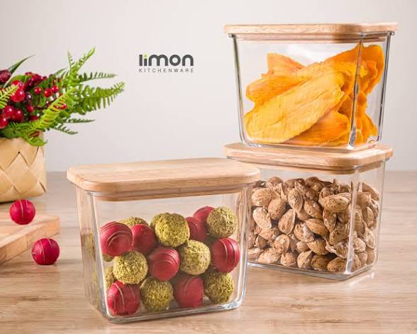 ظرف شیشه ای ۹۲۰ میلی لیتر درب چوبی