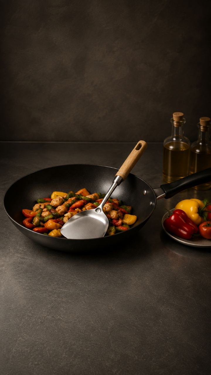 ابزار آشپزخانه چوب و استیل بزرگ