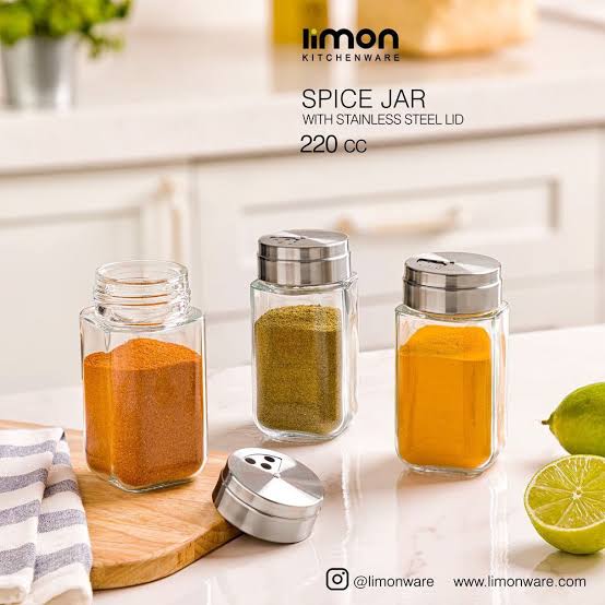 جا ادویه شیشه ای ۲۰۰ سی سی درب استیل