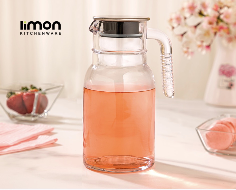 پارچ شیشه ای ۱ لیتر درب استیل