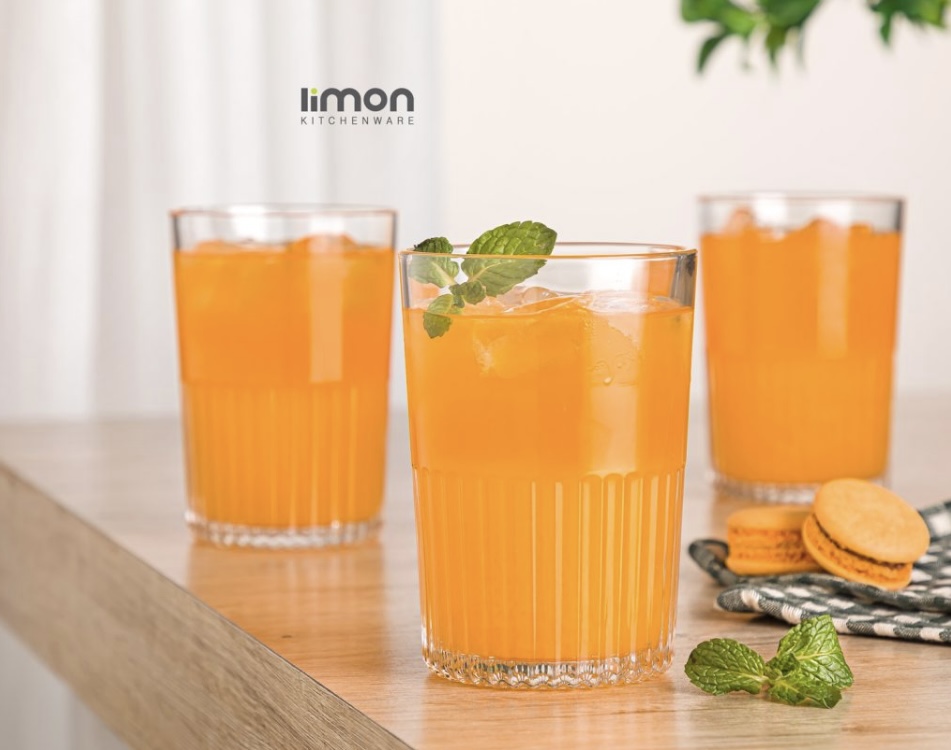 لیوان شیشه ای شیاردار ۳ عددی