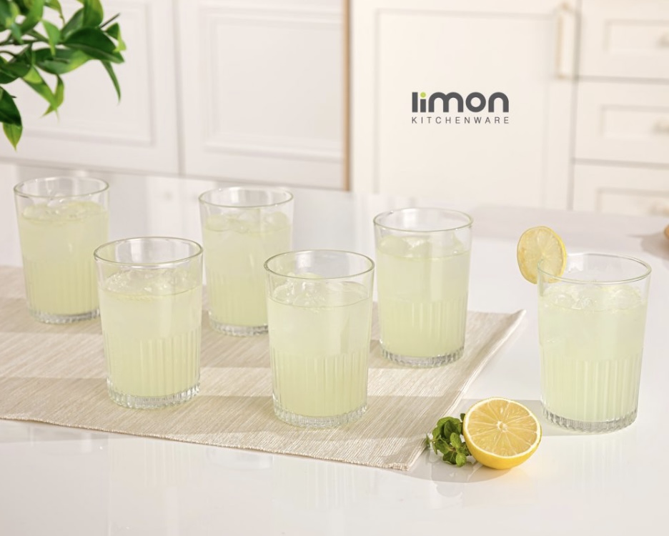 لیوان شیشه ای شیاردار ۳۵۰ سی سی ۶ عددی