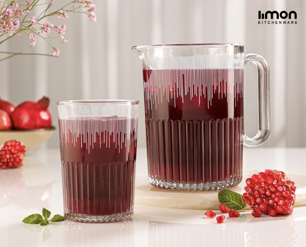 ست پارچ و لیوان شیشه ای چاپدار شیاردار